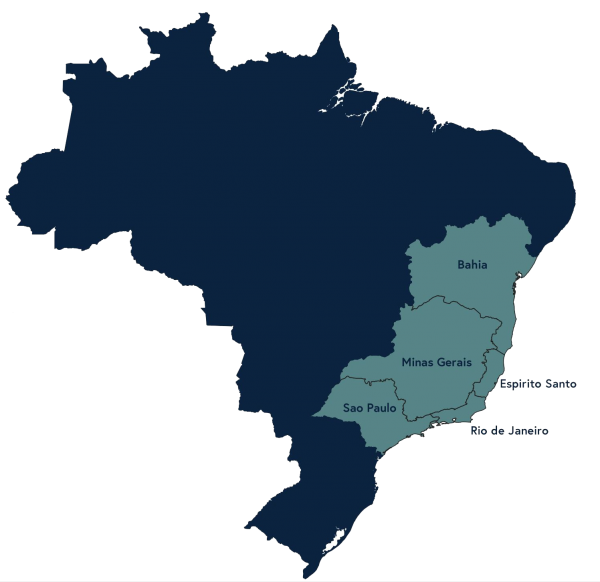 Brazil Natural Legender Especial Peaberry origin map